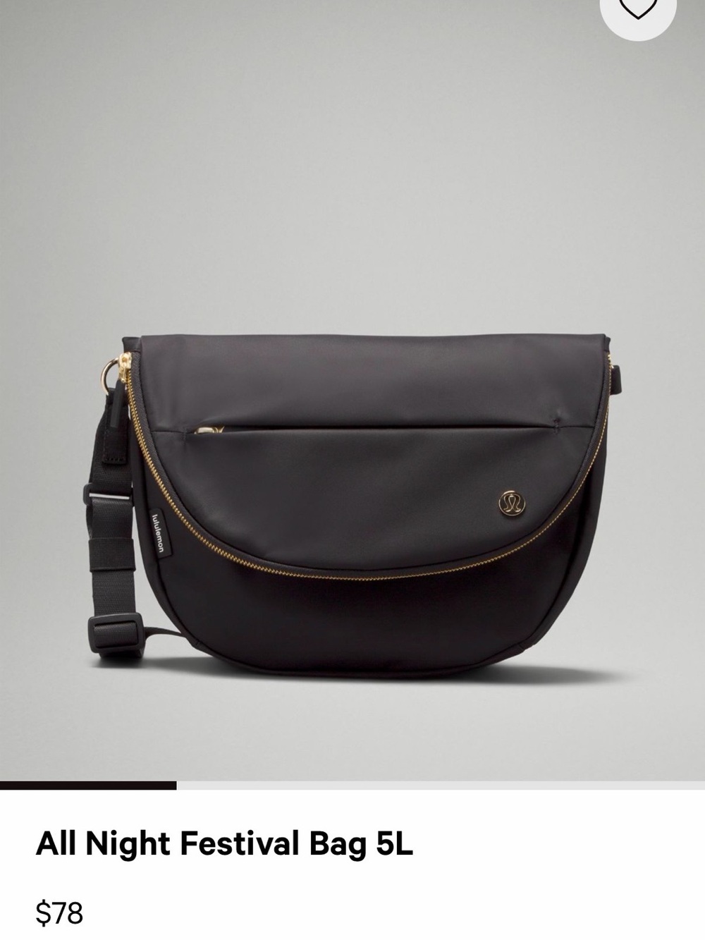 lululemon athletica Black Crossbody Bag with Gold Hardware